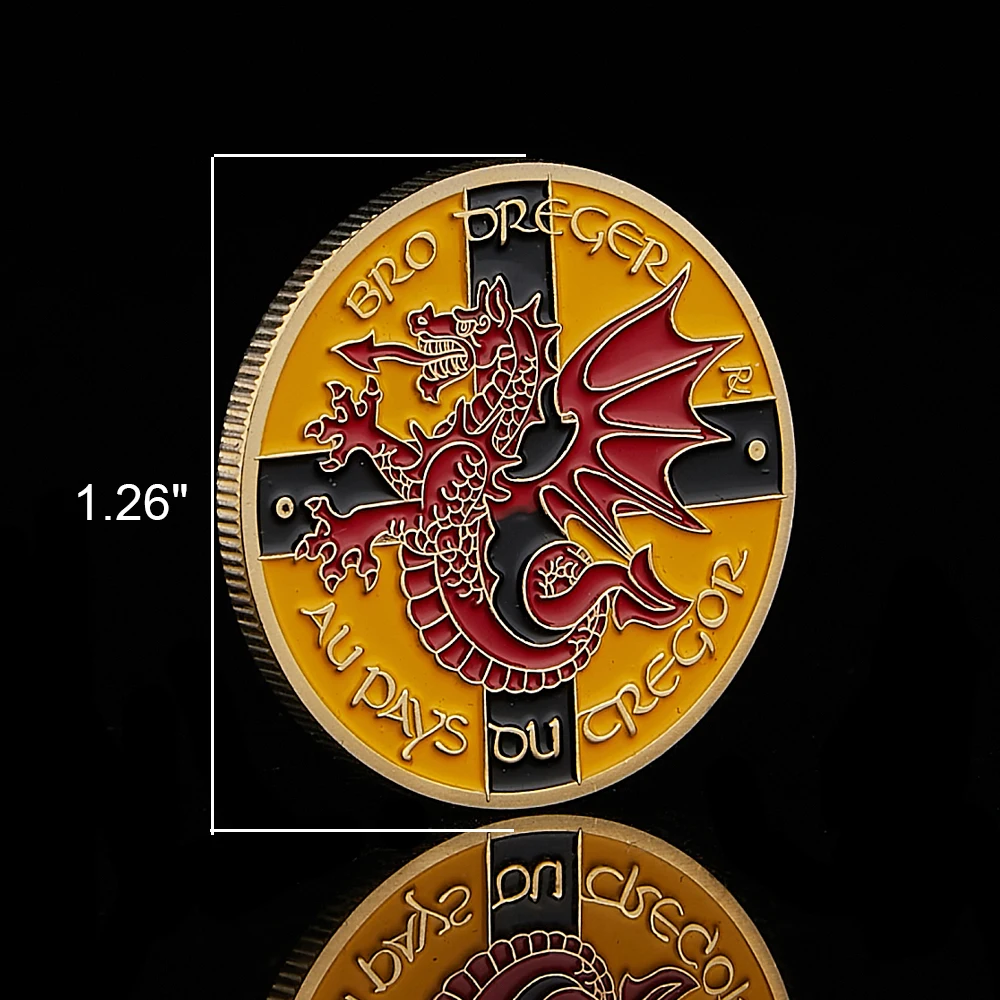 Коллекционная позолоченная монета с изображением французского бретана Au pay Ou Dregor