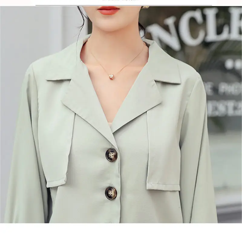 HziriP свежий зеленый осенний шифоновый милый 2019 Новый стильный офисный женский