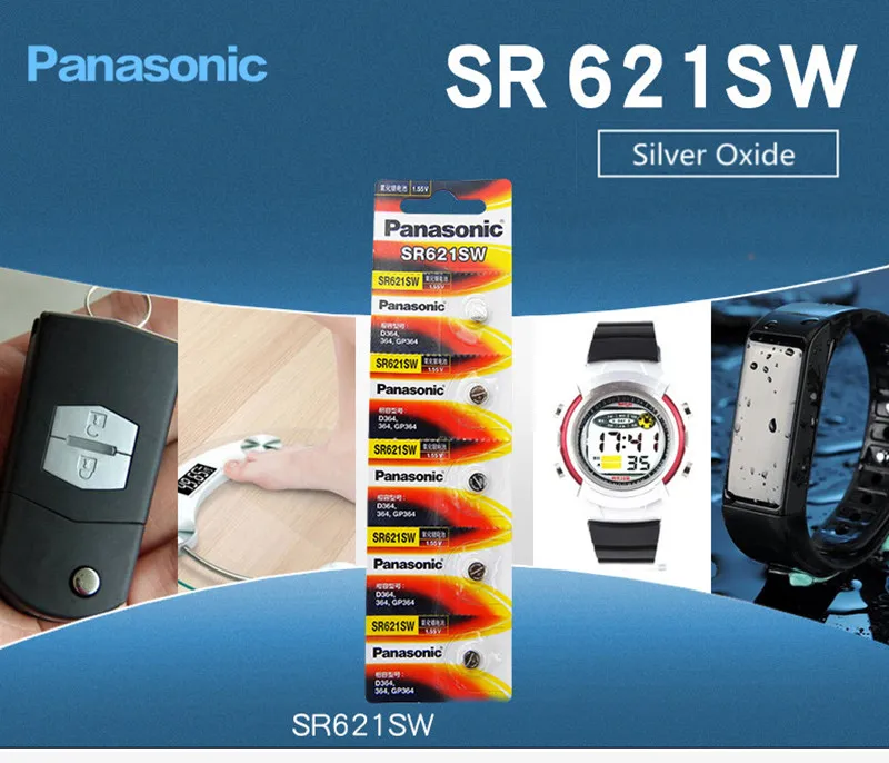 100% оригинал Panasonic 5 шт. SR621SW оксид серебра для часов 6 8 мм * 2 1 AG1 364 164 D364 L621 GP364