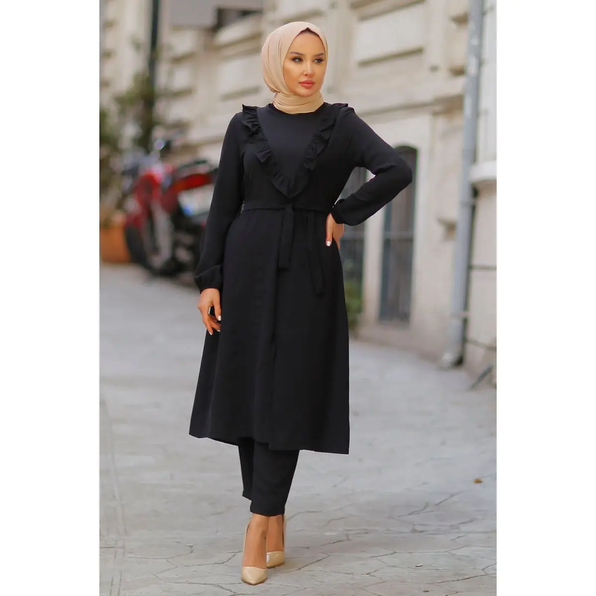 

Richkeda Store New 2021 Two Piece Sets Tops And Pants Abaya Kaftan Shabby Double Team Muslim Clothing Set Muslim