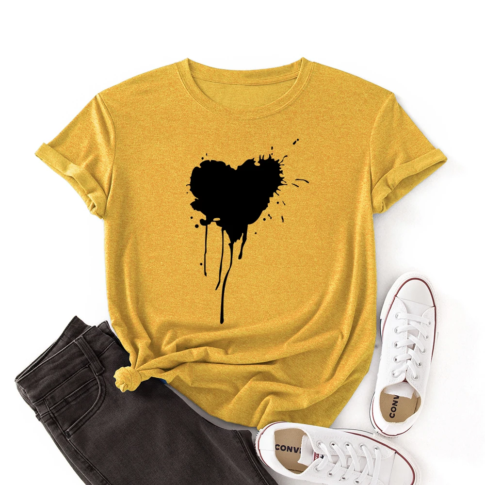 

Summer Women Short Sleeve Casual Streetwear T-shirts Graffiti Love Graphic Tee Shirt Tops Female Loose Streetwear Clothes