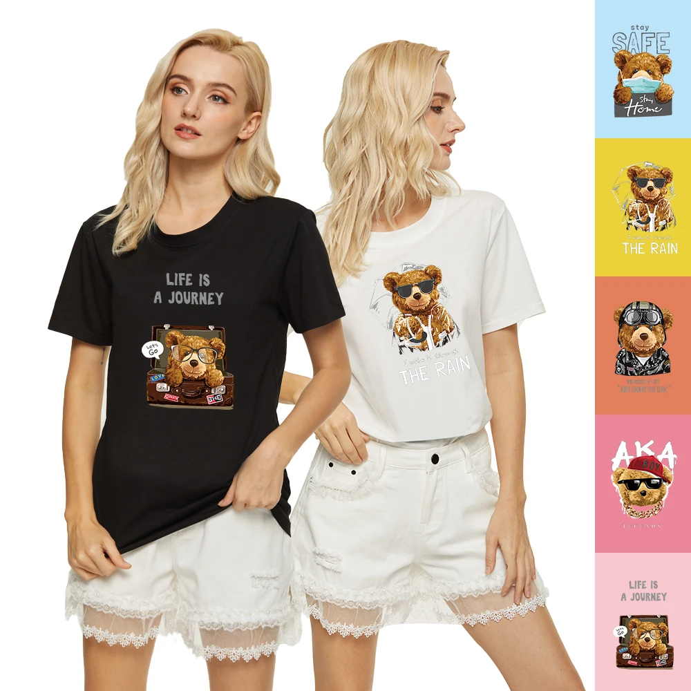 

T-shirt Teddy Bear Women's T-shirt High-quality pure cotton T-shirt Soft cotton comfortable short-sleeved top