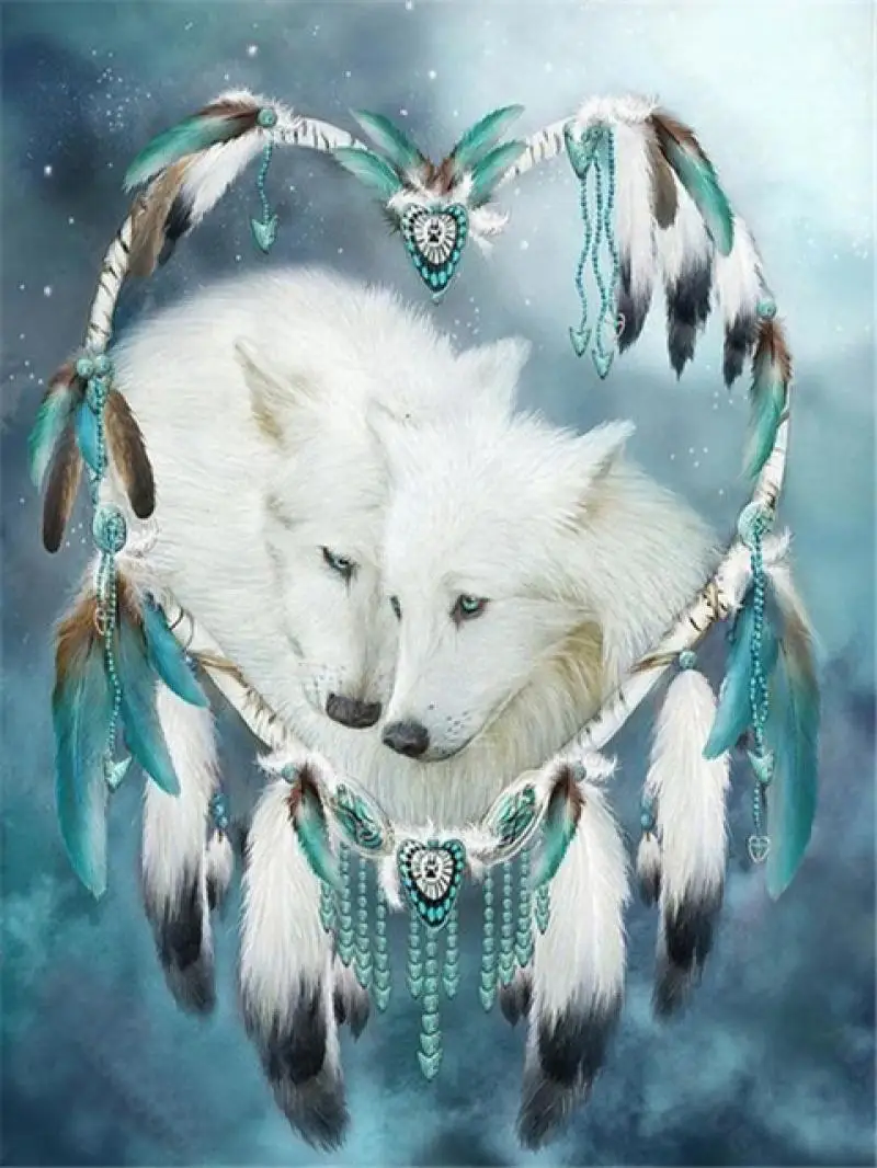 

Diy Diamond Painting Arctic Wolf Art Photo Handmade Diamond Round Sticker Diamond Home Decoration Acrylic Material Bedroom