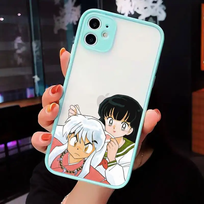 

Anime Inuyasha Higurash Japan Phone Case For iPhone 12 11 Mini Pro XR XS Max 7 8 Plus X Matte transparent blue Back Cover