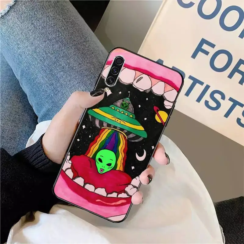 

Trippy Tie Dye Peace Alien art Phone Case For Samsung galaxy S 9 10 20 A 10 21 30 31 40 50 51 71 s note 20 j 4 2018 plus