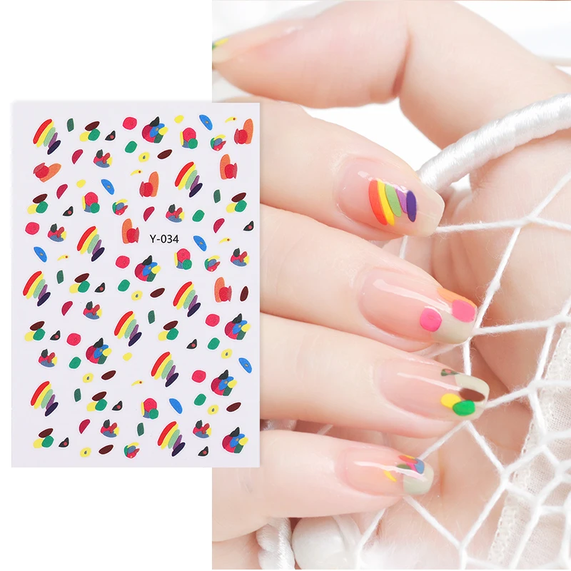 Цветной дизайн ногтей наклейки милые девчачьи клейкий трансферный для УФ гель