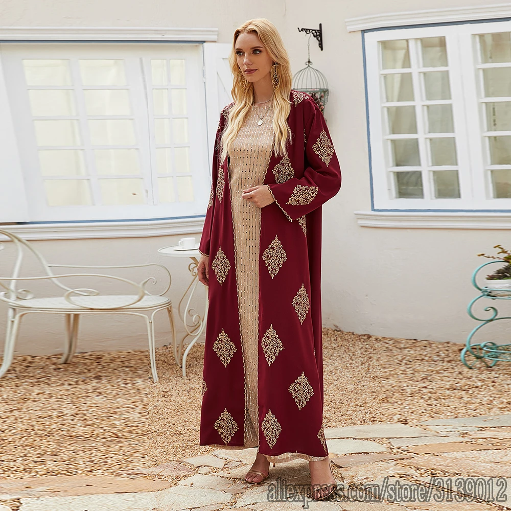 

Eid Mubarek Abaya Dubai Muslim Fashion Kimono Cardigan Kaftan Abayas Islam Clothing Abayas For Women Caftan Robe Musulman Femme