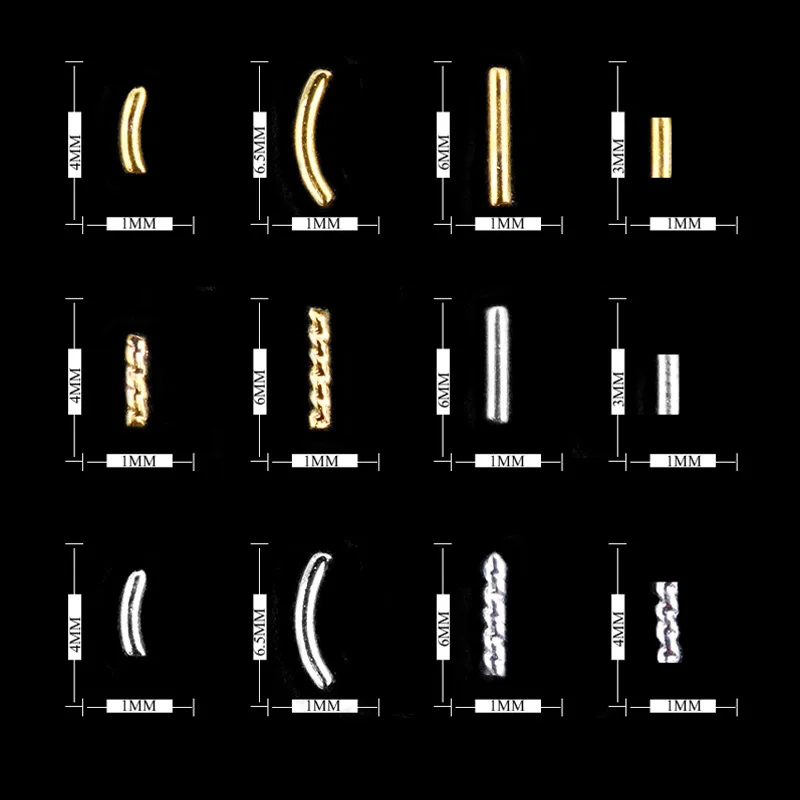 Metal Rivet Ornament Nail Studs 3D Nail Art Decoration Mini Cylindrical Rod Manicure Nail Art for DIY#S-J108