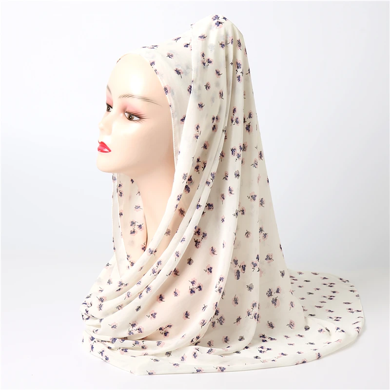 

Floral Plain Chiffon Muslim Hijab Wraps Elegant Print Foulard Headband Scarf for Women Pashmina Bandana Muffler Truban 2021 New