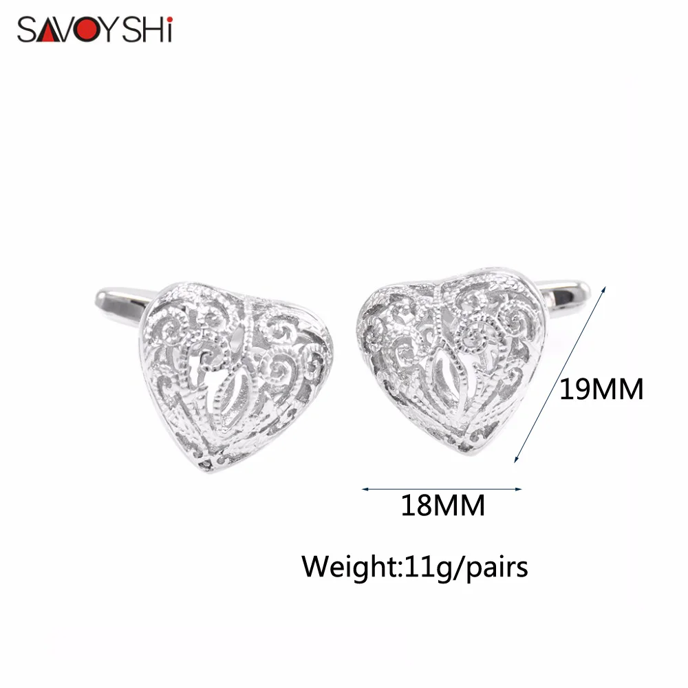Запонки SAVOYSHI в форме сердца с полым рисунком для мужчин запонки модные ювелирные