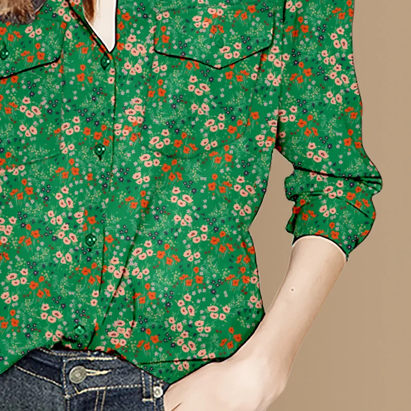 

Blusas Mujer Vintage Printed Floral Womens Blouses Spring Long Sleeve Shirts Tops Office Lady Single-breasted Plus Size Camicia