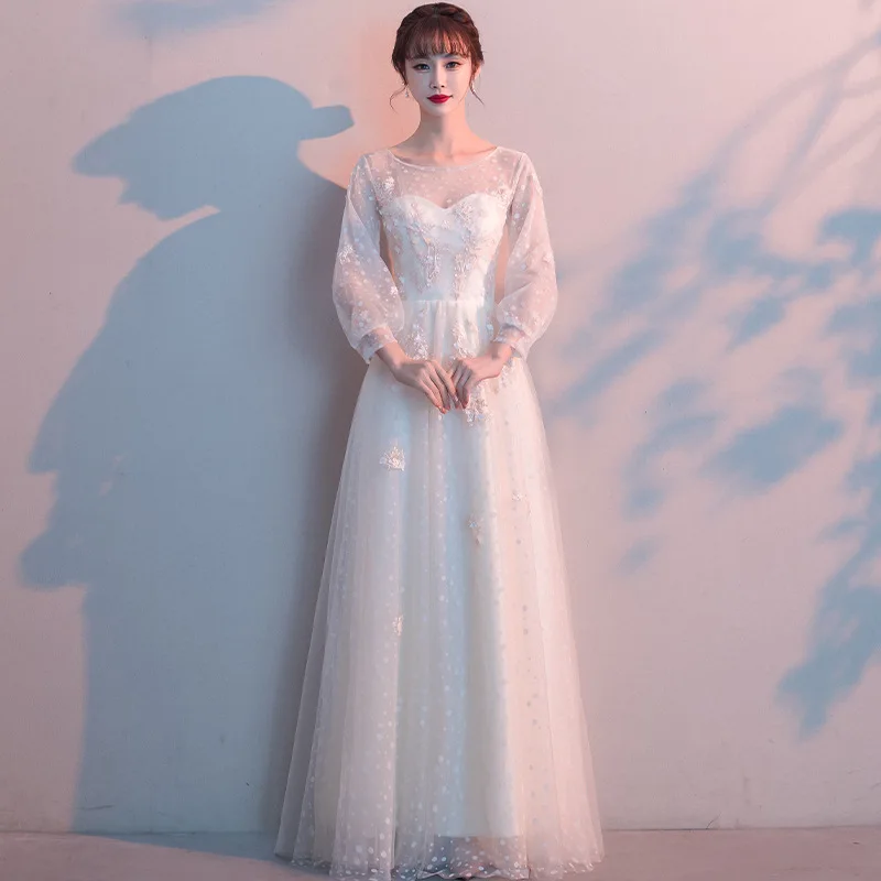 Sexy Embroidery Applique Lace Long Sleeve Birthday Party Evening Dress Women Formal Gowns Robe De Soiree Cheongsam 3XL