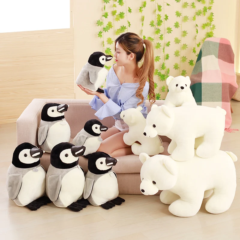 

Antarctic Arctic creatures Penguin and Polar Bear doll plush baby toy stuffed animal kids friends toys birthday gift AP
