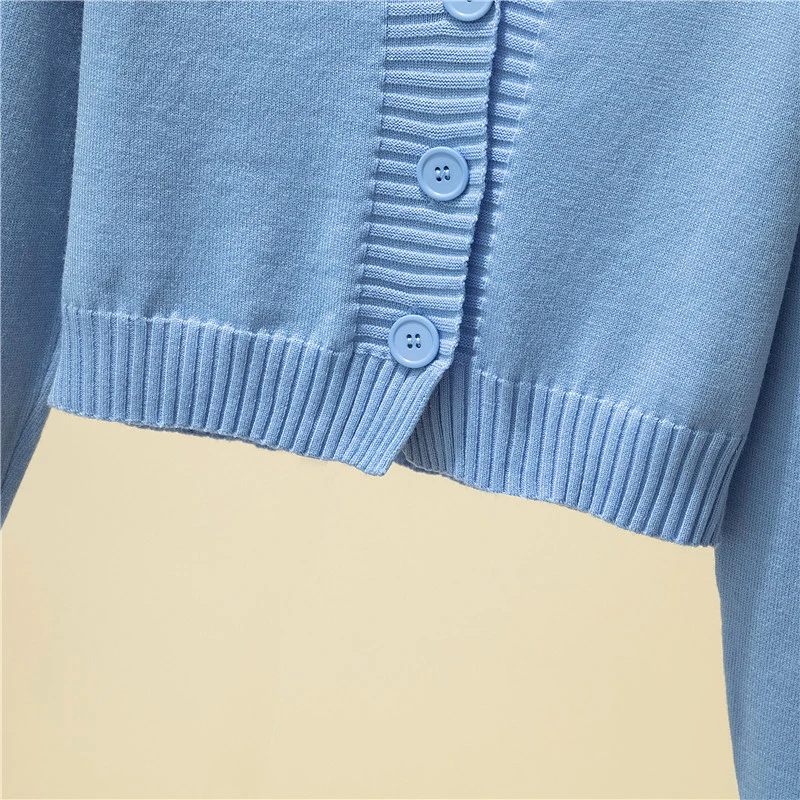 

V Neck Cardigans Women Long Sleeve Streetwear Casual Crop Top Sweater Fall Solid Outwear Top Knitted Cardigan 2021 Winter