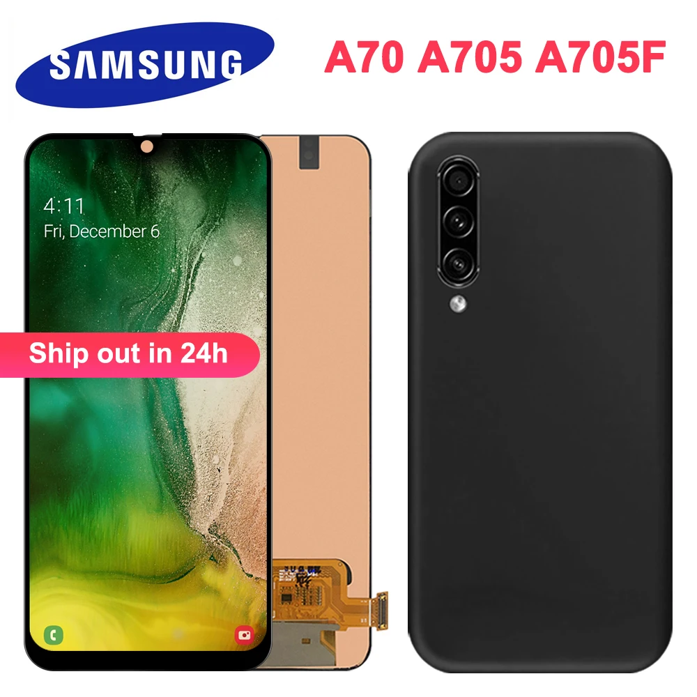 ЖК дисплей с чехлом для телефона из ТПУ Samsung Galaxy A70 2019 A705 A705F SM A705DS сменный экран