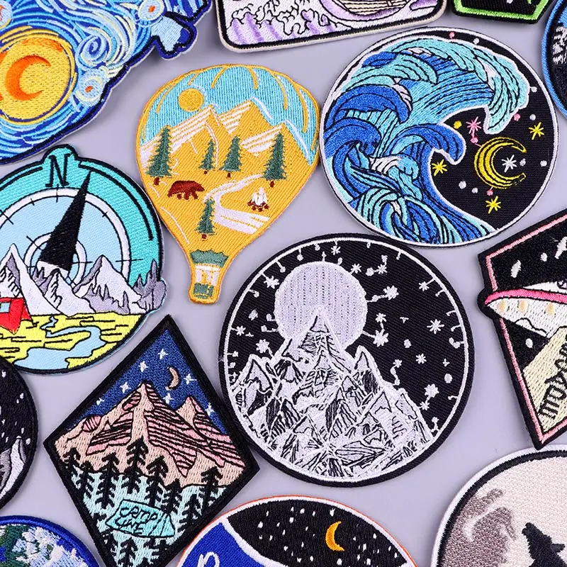 Вышитая нашивка горный значок нашивки с утюгом для одежды уличная аппликация