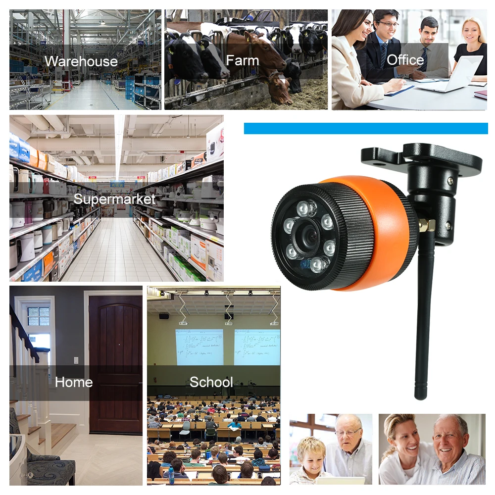 IP-камера HD 720P Водонепроницаемая с поддержкой облачного хранилища 1/4 дюйма CMOS 3 6 мм