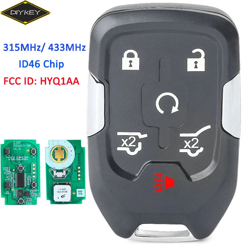 Ключ дистанционный DIYKEY HYQ1AA с 6 кнопками 315 МГц/433 МГц ID46 для GMC Yukon XL подходит Chevrolet