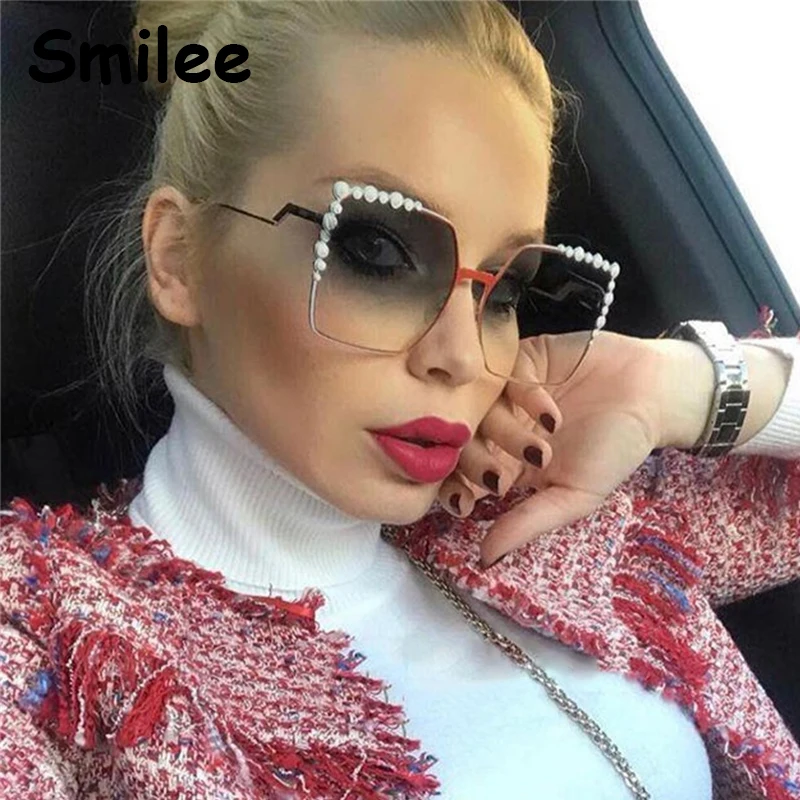 Модные новые Квадратные Солнцезащитные очки с жемчугом 2020 винтажные роскошные женские брендовые