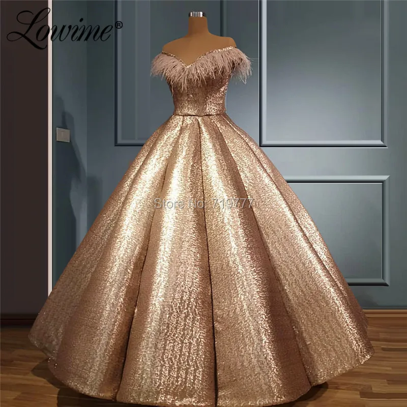 Abendkleider Deep V Neck Gold Sequins Evening Dress Dubai Arabic Formal Prom Dresses Long Robe De Soiree 2020 Wedding Party Gown