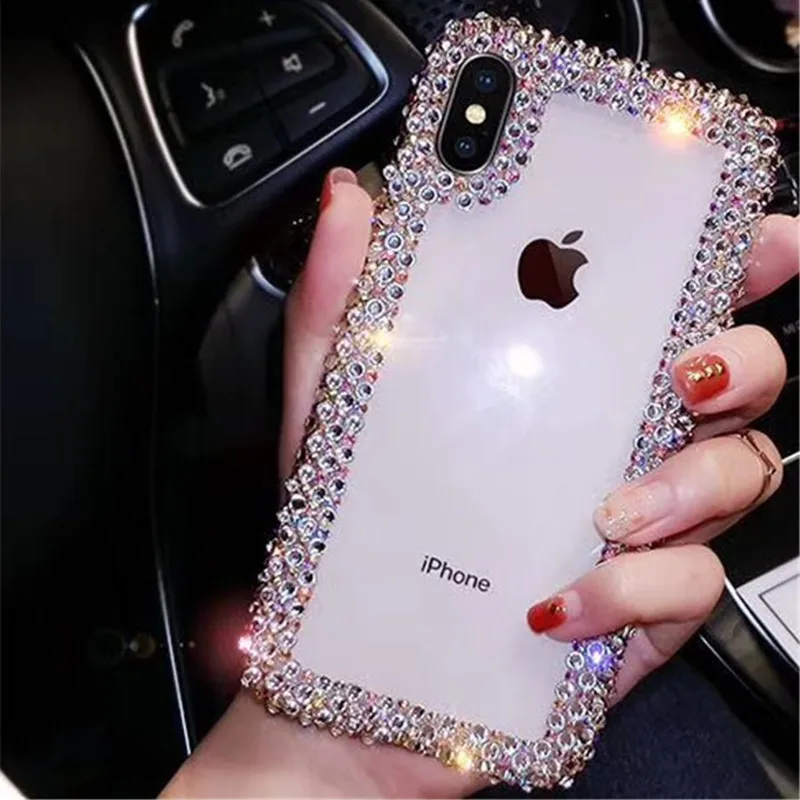 luxury Rhinestone Phone Case For iPhone14 13 6 7 8 11 12 Mini 12 Pro X XR XS MAX cases acrylic Diamond Clear Crystal cover coque