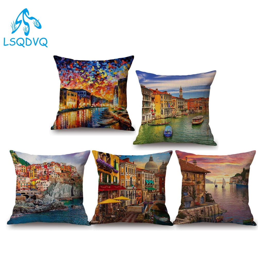 Nordic Стиль Париж Венеция Лондон Декорации диванные подушки Чехол домашний декор