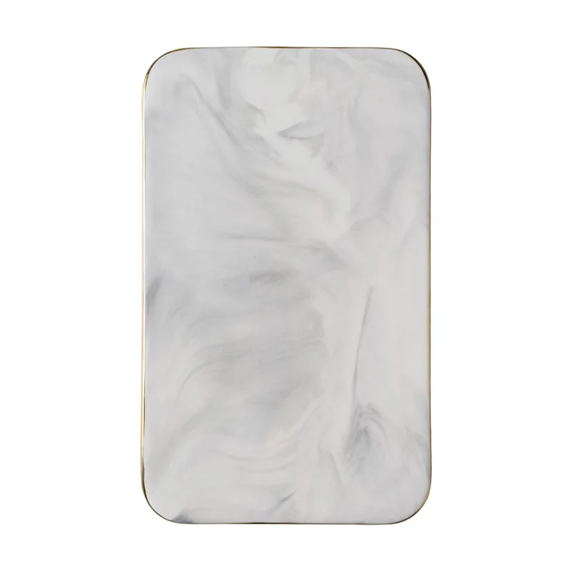 Creative Marble Ceramic Cutting Board with Glod Rim Kitchen Sushi Bread Cheese Serving Board Rectangular Plate Storage Tray (art.: 3a3a321ec55) - 3a3a321ec55