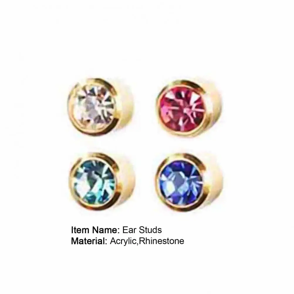 

50%HOT12Pairs Stud Earring Piercing Earrings Gifts Acrylic Girls Rhinestone Inlaid Ear Studs for Banquet