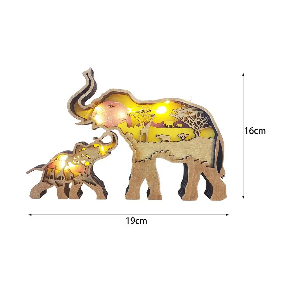 Carved Wooden Elephant Decorations Multi-Layer 3D Wood Carving Art Animals Ornaments Handcraft | Дом и сад