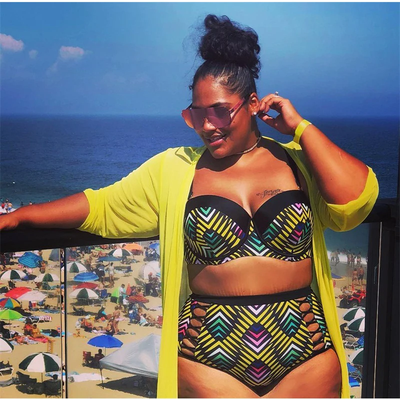 Большой Размеры купальник толстые 4XL Высокая талия Купальник Плюс большой грудью