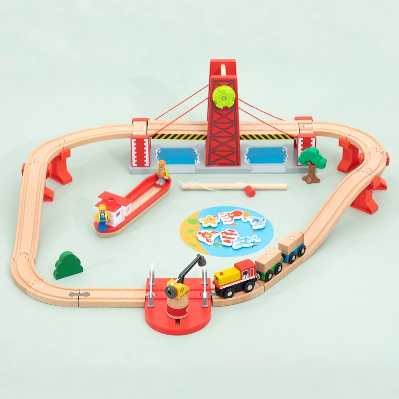 

Wooden Train Track Car Set Train Toys Locomotive Children's Educational Toys Take-n-play Interaction Toys for Kids Birthday Gift
