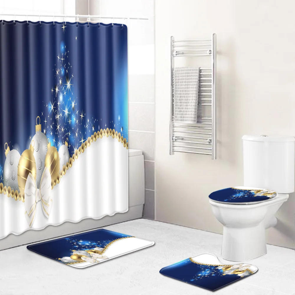 T рождественские аксессуары для ванной комнаты набор ковриков и 4 шт занавески
