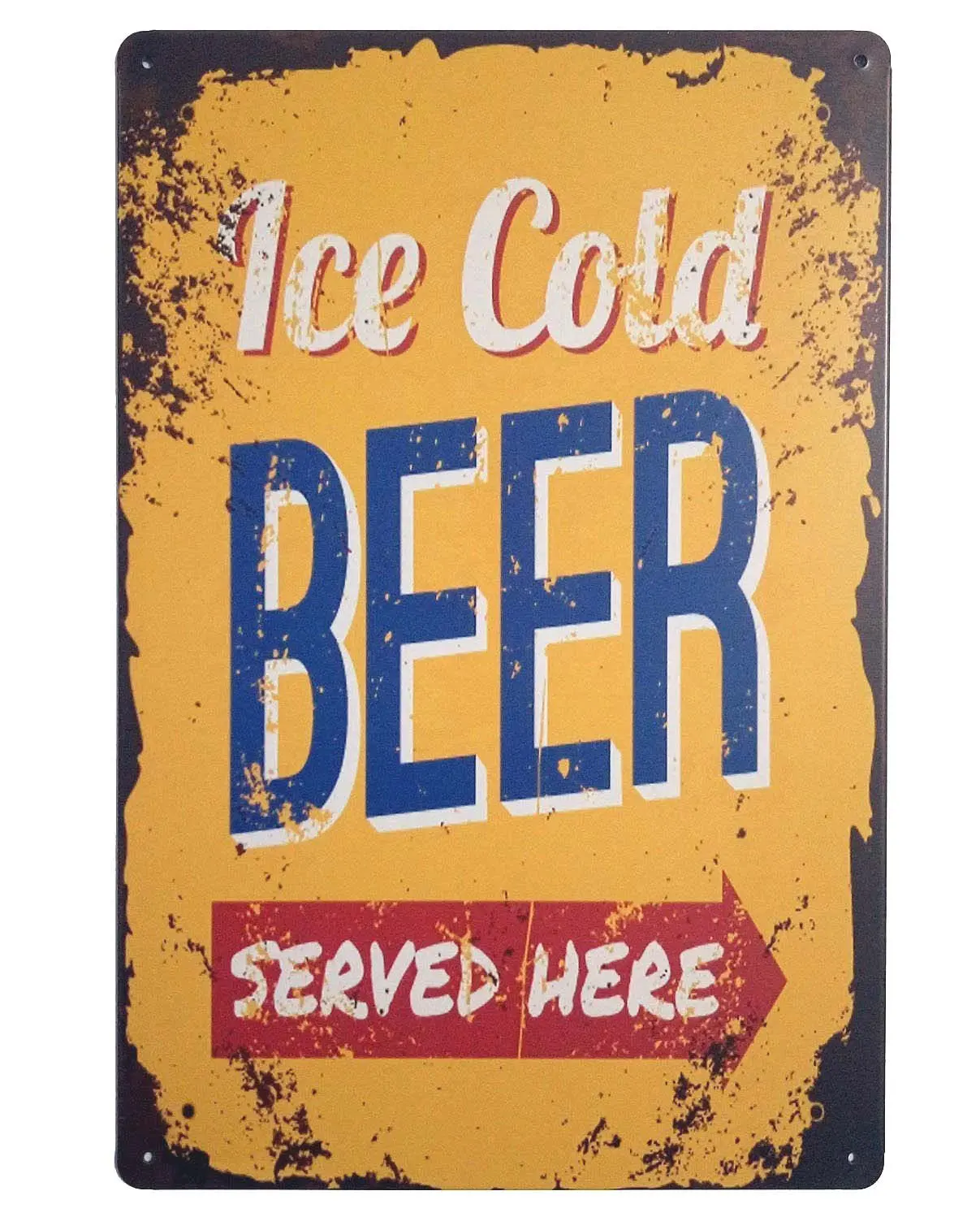 

ICE Cold Beer Served Here Retro Vintage Tin Sign 12" X 8" Inches