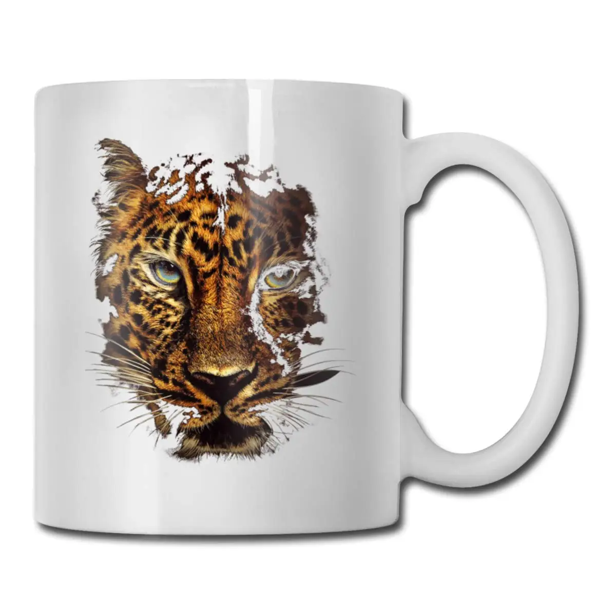 Кружка с леопардовым лицом 10 унций забавная кофейная керамическая кружка