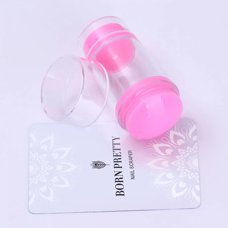 Pinl 2 шт BORN PRETTY 4 см XL стемпер мягкий Зефир большой набор для дизайна ногтей штамп и скребок маникюрный набор инструментов для штамповки ногтей - Цвет: Pinl