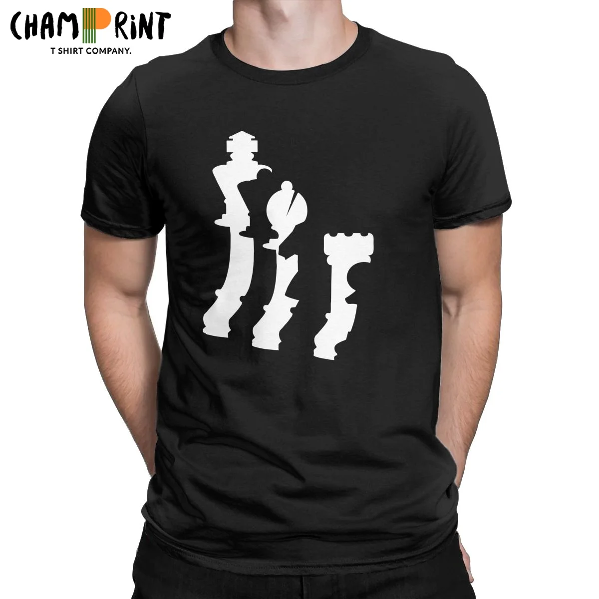 Шахматная футболка для мужчин Забавные футболки из чистого хлопка с круглым