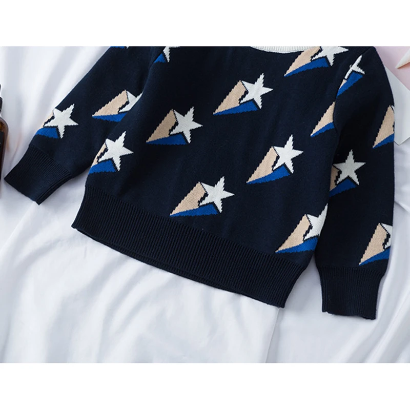 

Spring Autumn Baby Boys Girls Knitted Sweaters Star Jacquard Weave Pattern Girls Sweaters Kids Clothing Girls Boys Sweater