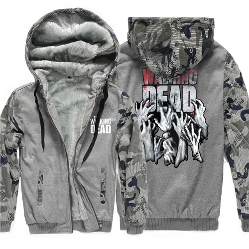 Серебристый The Walking Dead sweatshirts hoodies Cosplay spring winter thicken hoodie hip hop brand clothing harajuku sweatshirt tracksuits - Цвет: Серебристый