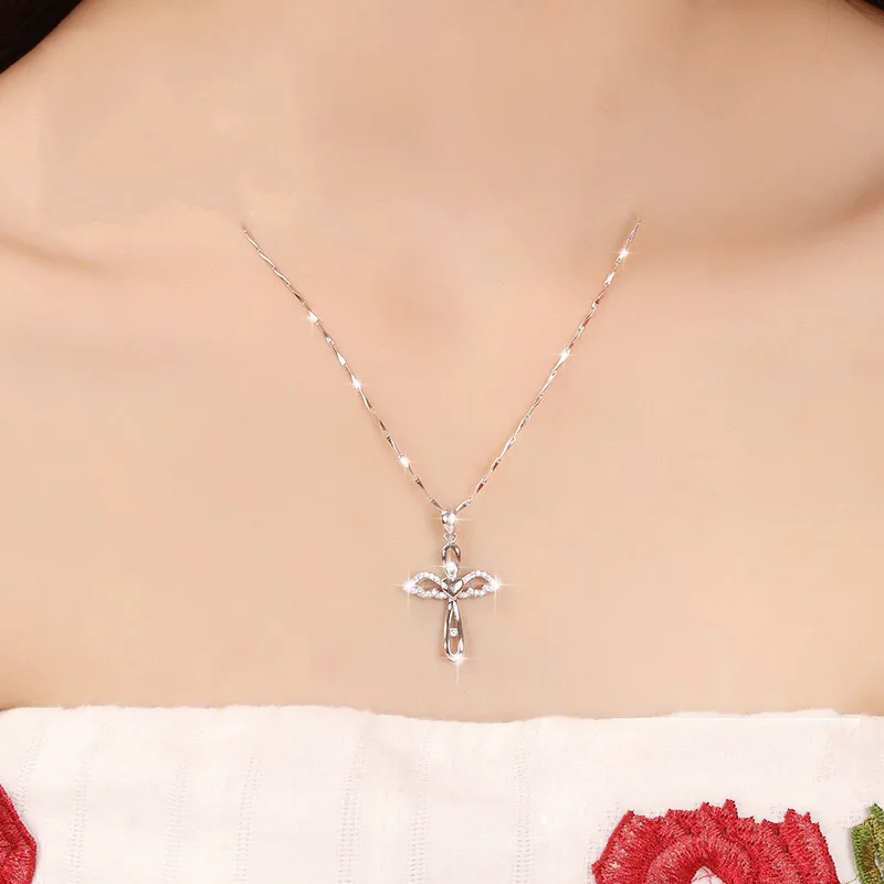 Женское ожерелье с кулоном в виде крыльев Ангела на цепочке до ключиц | Украшения