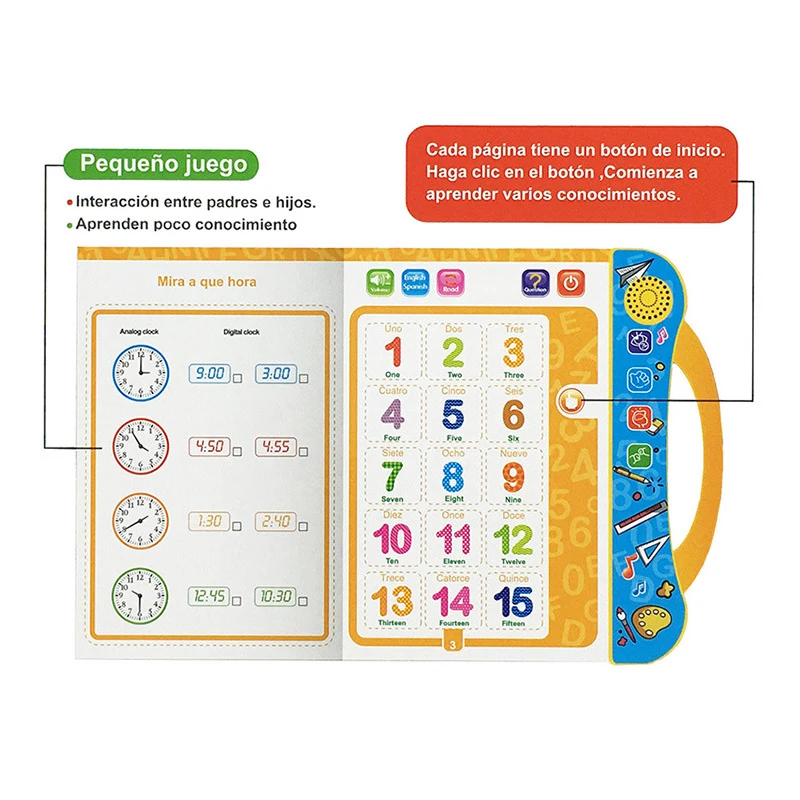 abc sound book for children english spanish letters words learning toys for 3 year old girls boys fun educational toys free global shipping