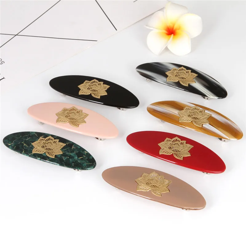 Новый дизайн 2020 модные заколки для волос из ацетата нержавеющей стали с розами