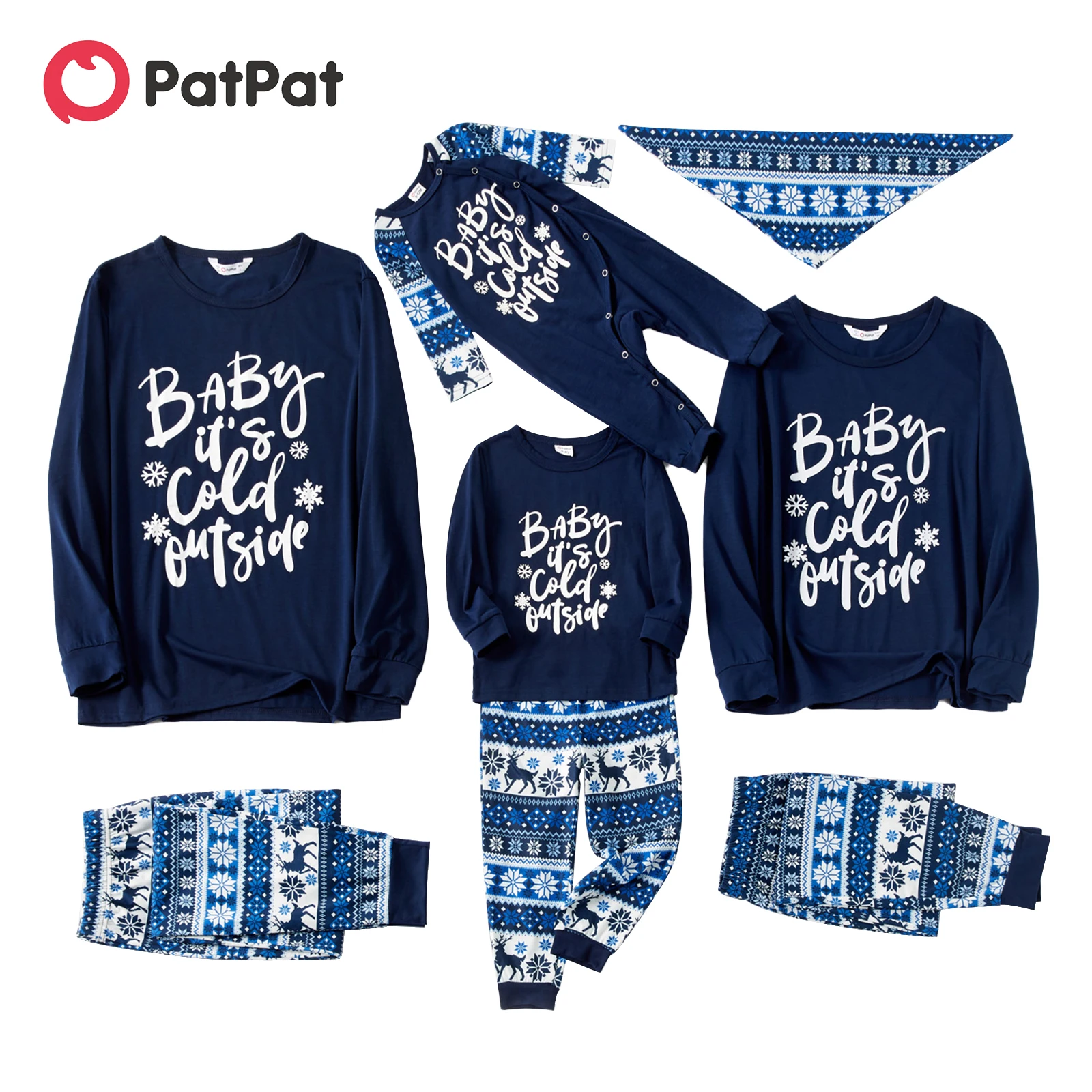 

PatPat Mosaic Family Matching Letter Top Reindeer Pants Christmas Pajamas Set(Flame Resistant)