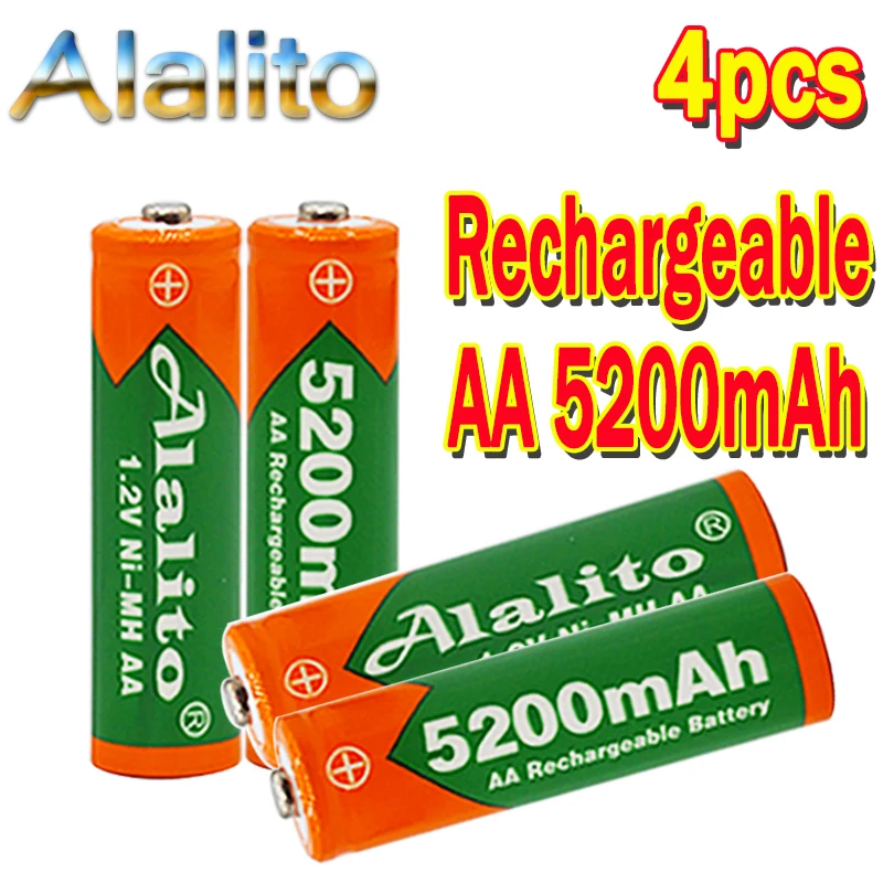 5200mAh 1.2V Ni-Mh AA Перезаряжаемая батарея белого цвета 2А энергия для MP3-плеера, мобильного телефона, RC-устройства, светодиодного фонаря, игрушек. Бесплатная доставка.