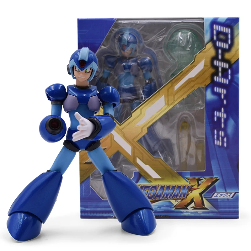 Anime Figure Mega Man Model Toys Megaman Rockman Blue and Red Rokkuman PVC Model Dolls Anime Figure Action figurine 8-13cm