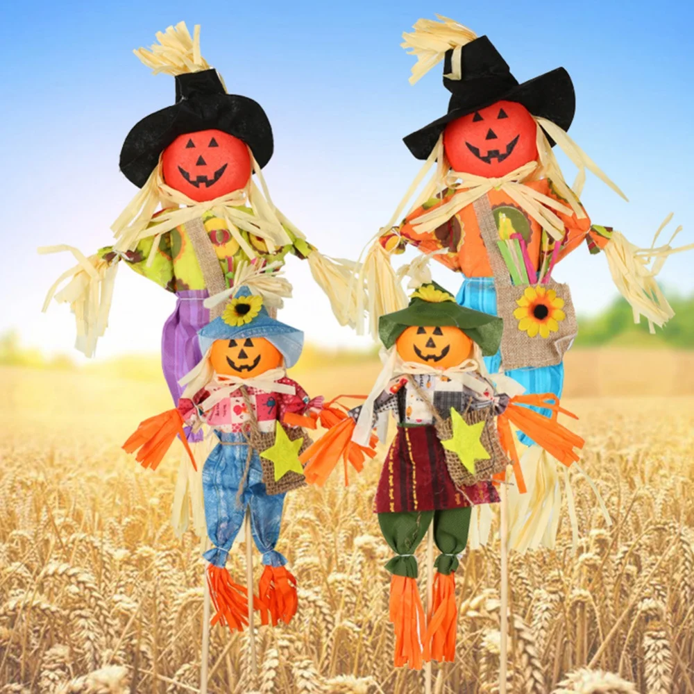 

Cute Autumn Garden Scarecrow Ornament Standing Scarecrow For Halloween Decoration Mall Bar Ktv Decoration Random Color