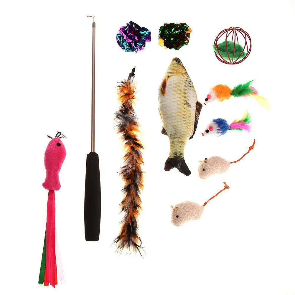 11 шт./компл. игрушки для котов комплект выдвижной кошка кошачья мята рыба