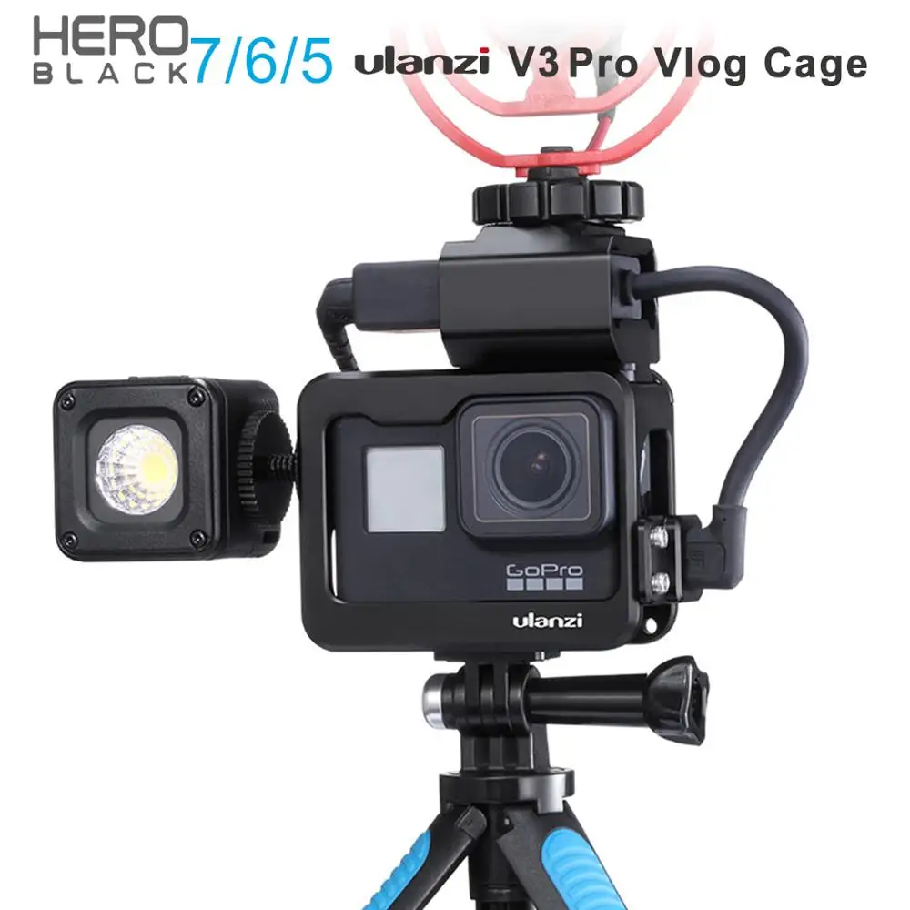 Металлический Чехол-клетка Ulanzi V3 Pro для Gopro Hero Black 7 6 5 чехол с холодным башмаком и