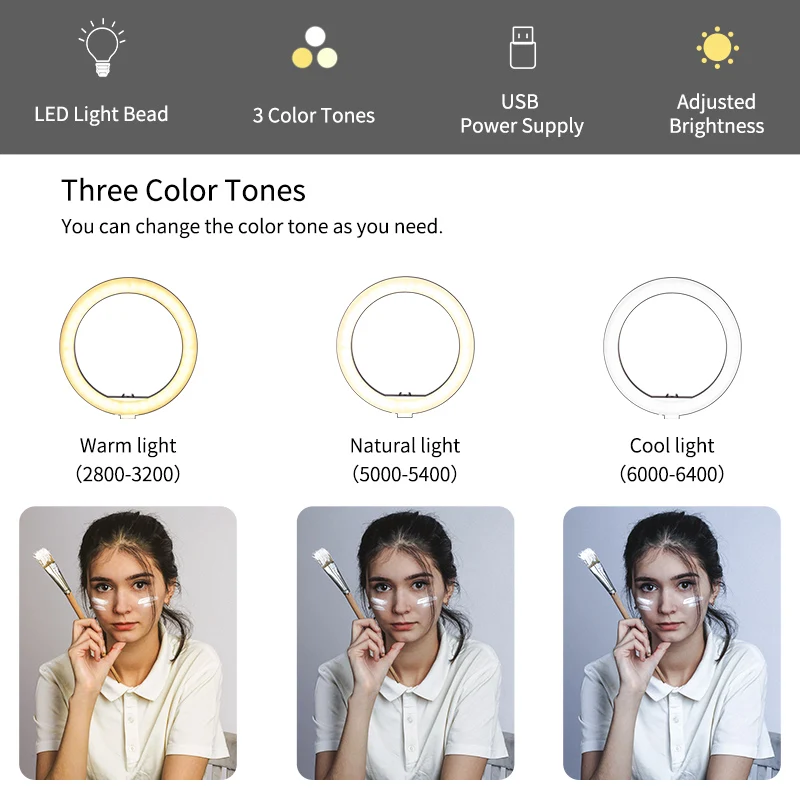 Приглушаемый светодиодный кольцевой светильник 10 дюймов для селфи