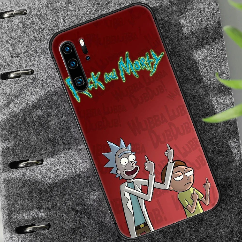 

Cartoon Rick Anime Morty Phone Case For Huawei P Mate 10 20 30 40 Lite Pro smart Z 2019 nova 5t black Etui Tpu Bumper Soft