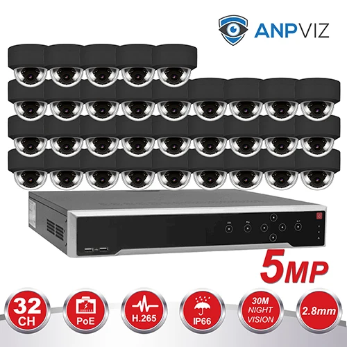 32PCS Black KIT Hikvision OEM 32CH 4 к NVR KIT 16/20/32 шт. 5MP безопасности PoE, купольная IP система наблюдения ссtv встроенной Аудио Видео набор для наблюдения - Цвет: 32PCS Black KIT